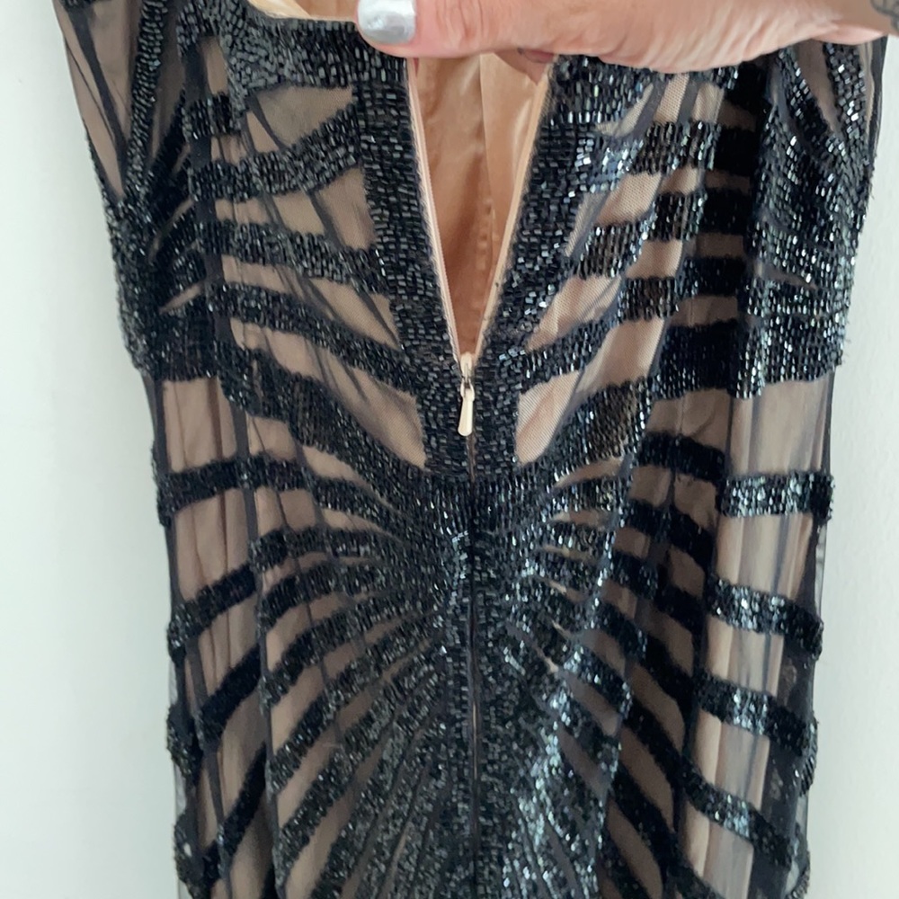 Rachel Gilbert black and white beaded gown size 6 - Picture 8 of 9